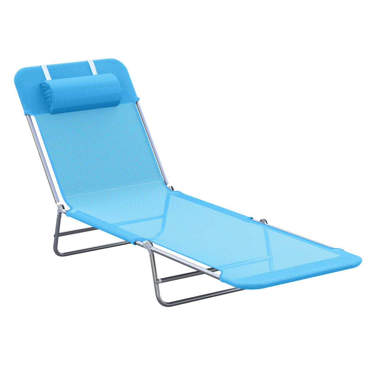 easycomfort lettino prendisole pieghevole con schienale reclinabile e cuscino 182x56x24.5cm