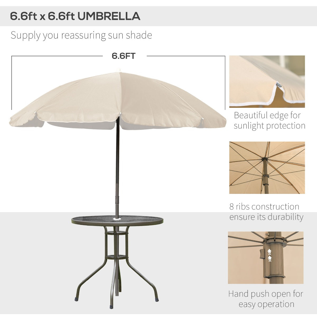 easycomfort easycomfort 6 pz set mobili da giardino in tubi dacciaio tavolo da giardino con sedie e ombrellone crema