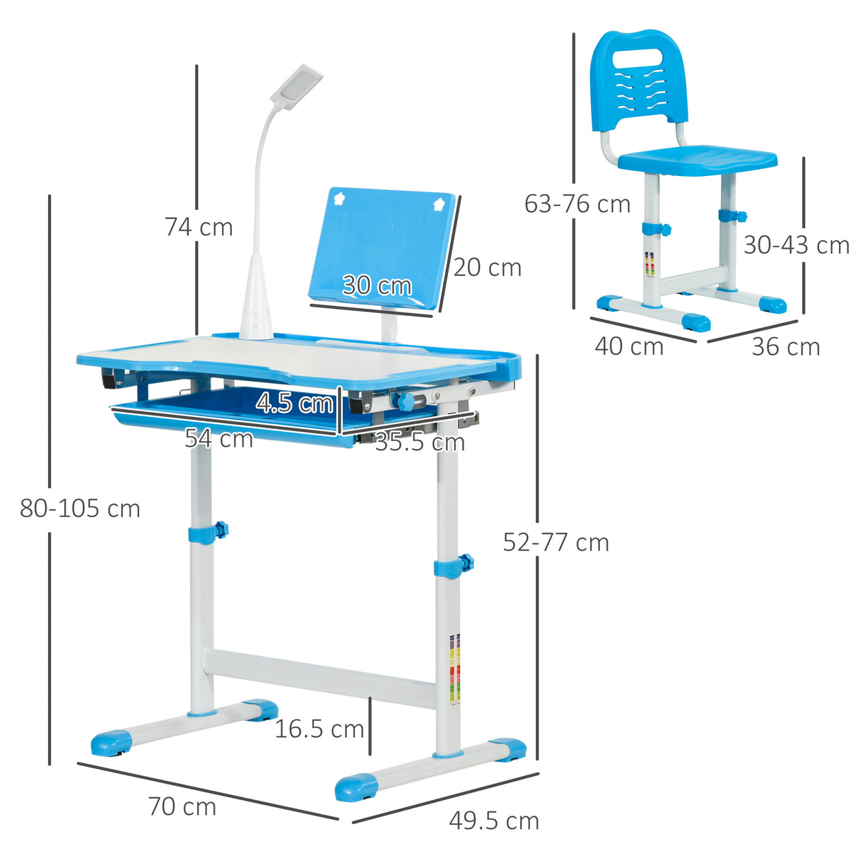 easycomfort easycomfort banco scuola con sedia per bambini 6 12 anni con altezza e inclinazione regolabile blu