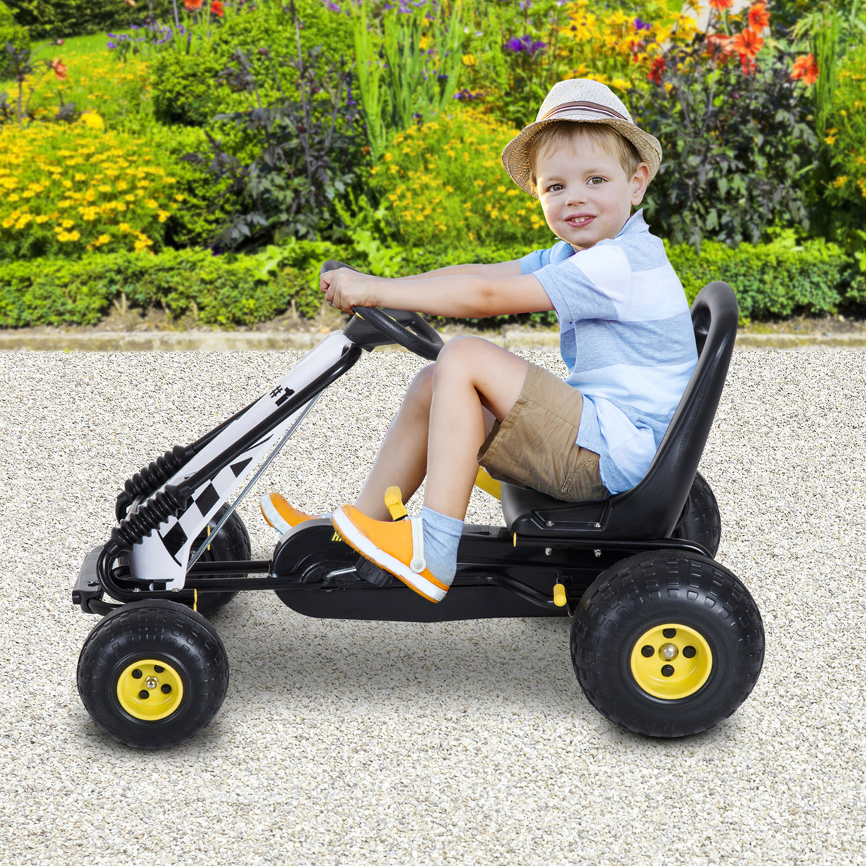 easycomfort easycomfort go kart a pedali per bambini nero e giallo