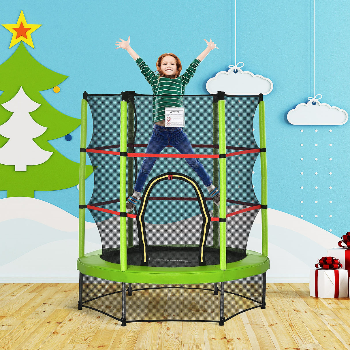 easycomfort tappeto elastico 140cm per bambini da 3 anni con rete di protezione trampolino elastico carico massimo 45kg