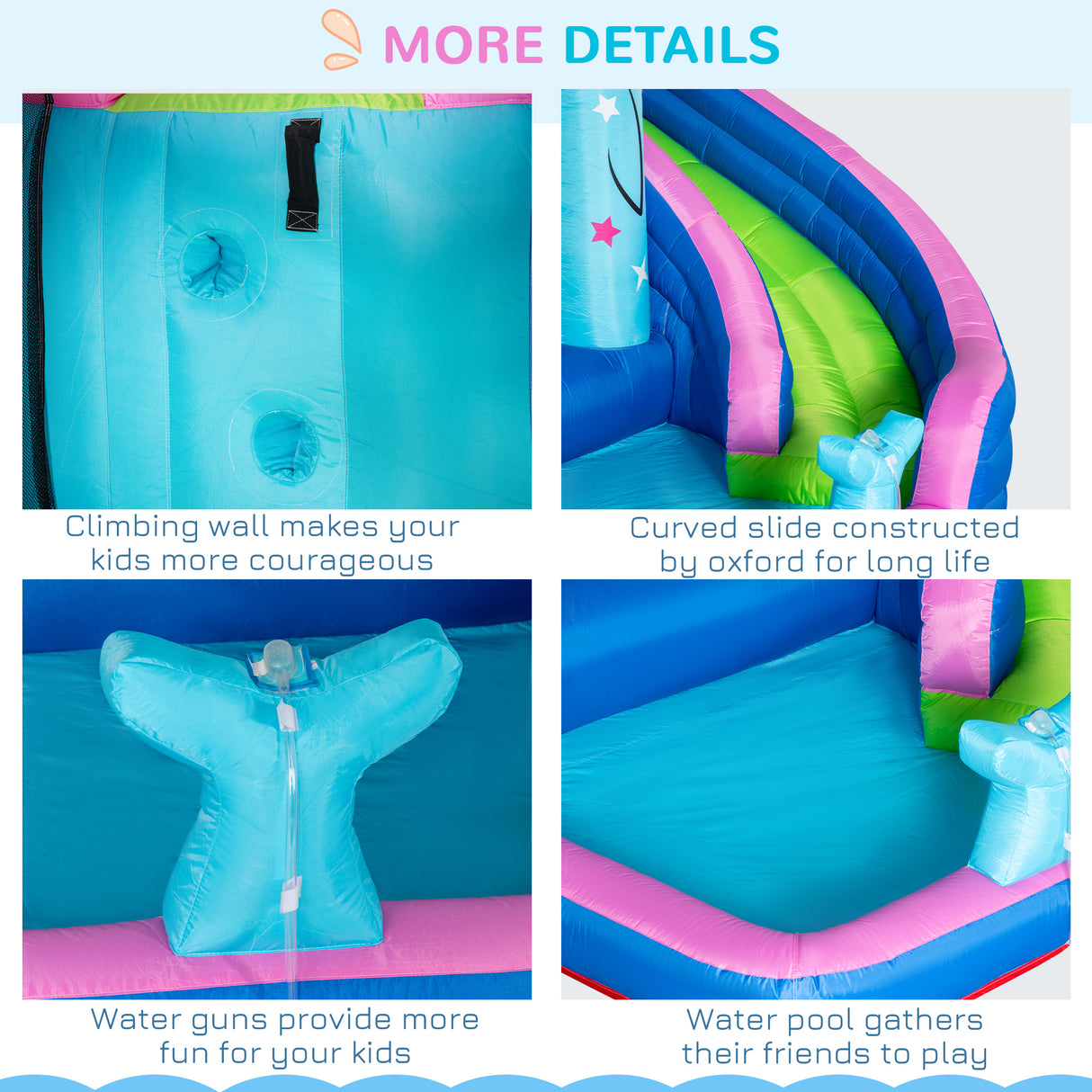 easycomfort gioco gonfiabile per bambini 3 8 anni a tema narvalo con borsa 11 paletti e toppe inclusi 330x280x200 cm