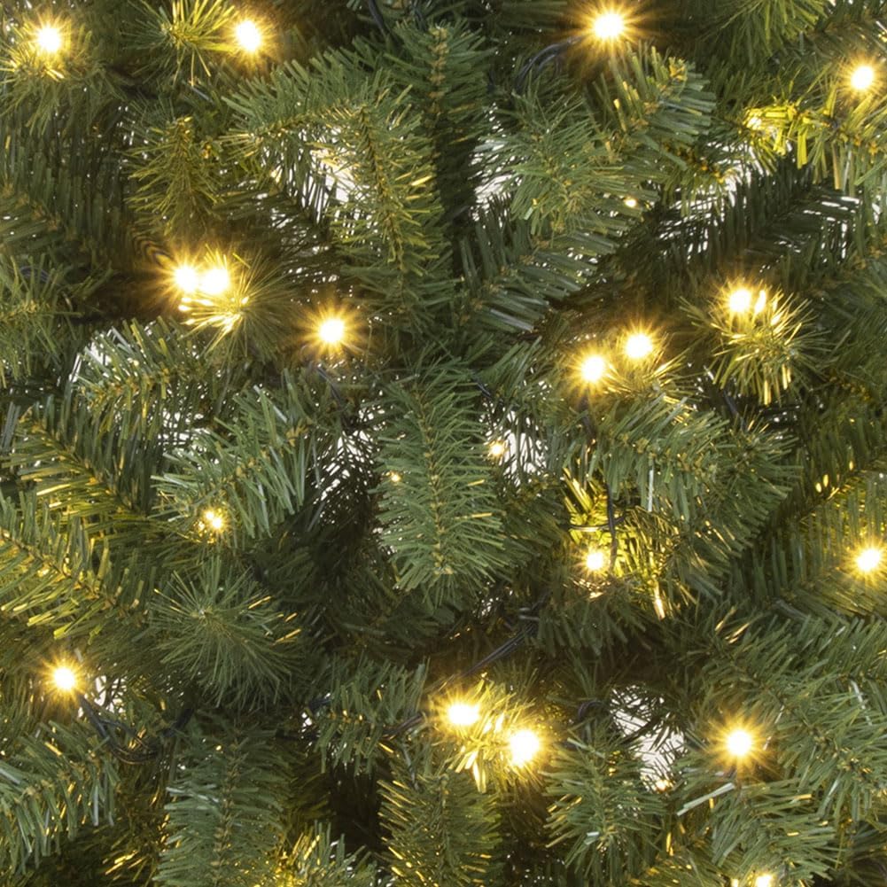 le stelle albero di natale artificiale verde h 180cm x l 91cm pino super folto con 230 luci led incorporate e base effetto legno