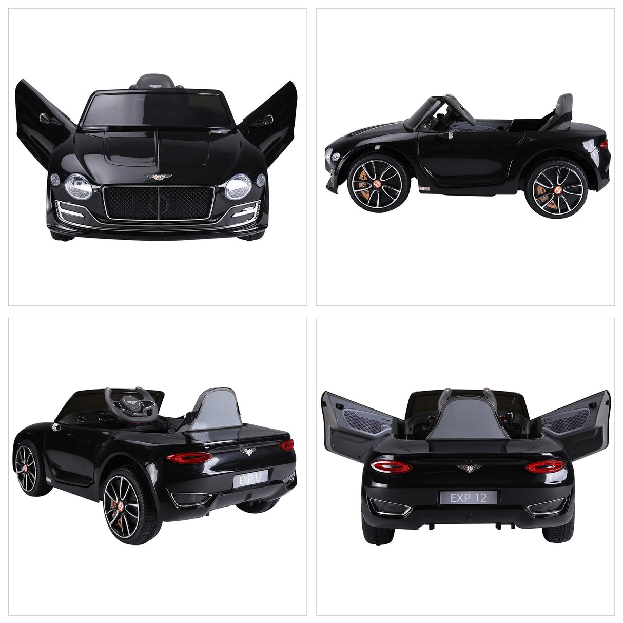 easycomfort easycomfort macchina elettrica per bambini bentley con 2 portiere guida manuale e telecomando fari e suoni 108x60x43cm nero