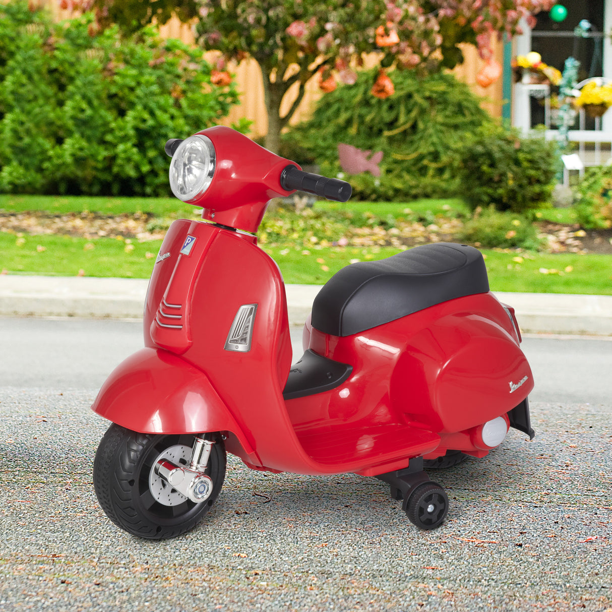 easycomfort easycomfort moto elettrica per bambini con licenza ufficiale vespa batteria 6v fari e clacson per bimbi da 18 36 mesi rosso 66 5x38x52cm