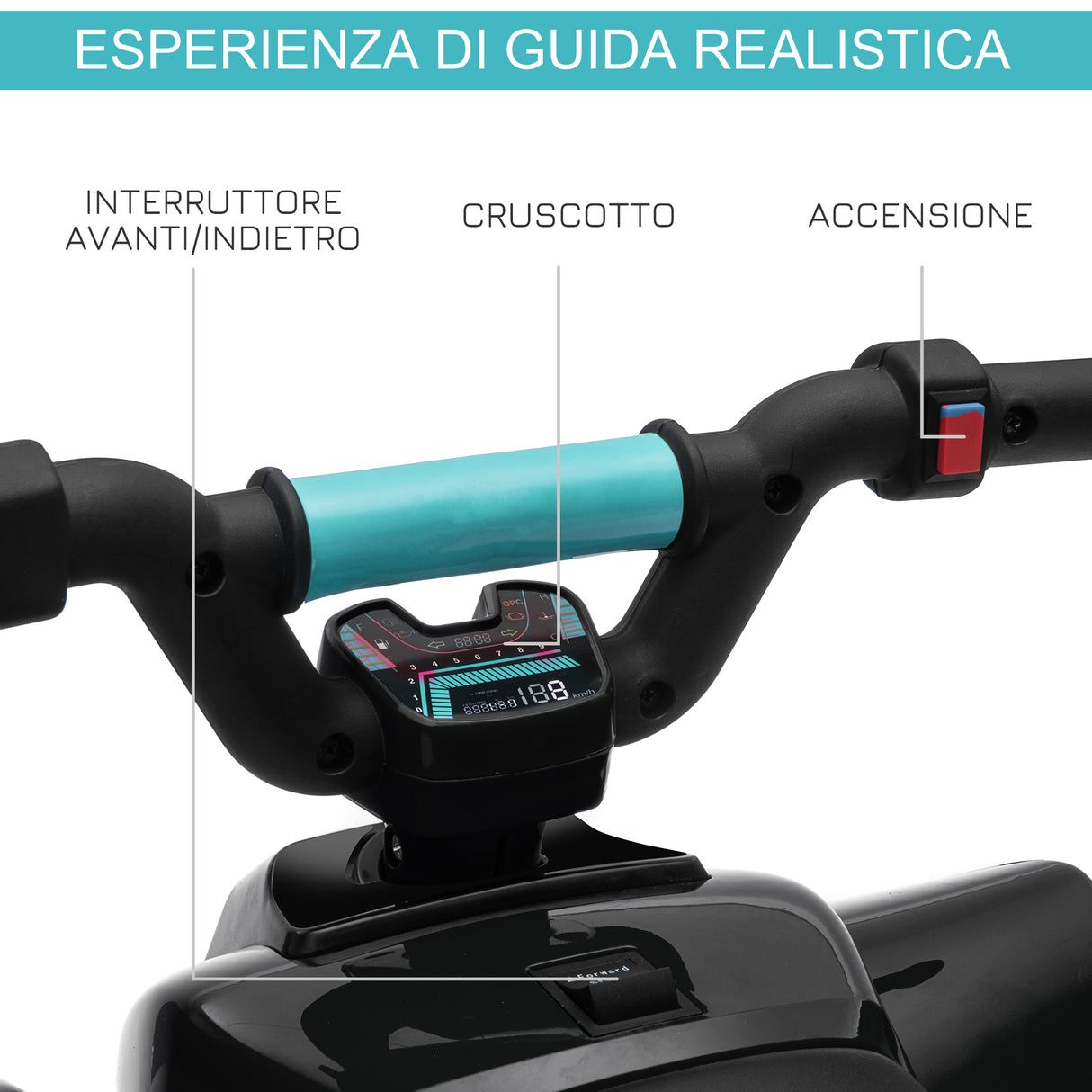 easycomfort easycomfort quad elettrico per bambini 18 36 mesi con batteria ricaricabile da 6v 72x40x45 5 cm nero
