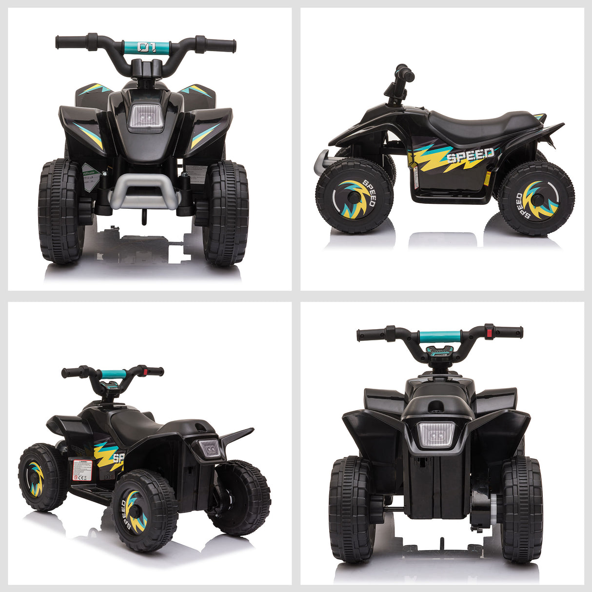 easycomfort easycomfort quad elettrico per bambini 18 36 mesi con batteria ricaricabile da 6v 72x40x45 5 cm nero