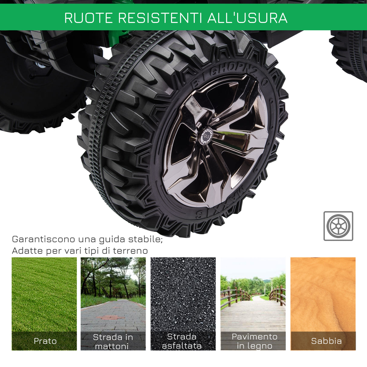 easycomfort easycomfort quad per bambini elettrico 12v con fari e batteria ricaricabile eta 3 5 anni 100x65x73cm verde