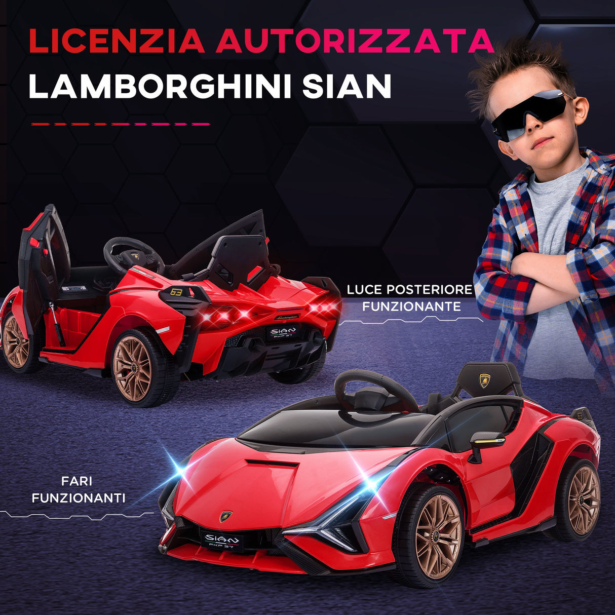 easycomfort easycomfort macchina elettrica per bambini 12v con fari e musica telecomando e velocita 3 5kmh eta 3 5 anni 108x62x40cm rosso