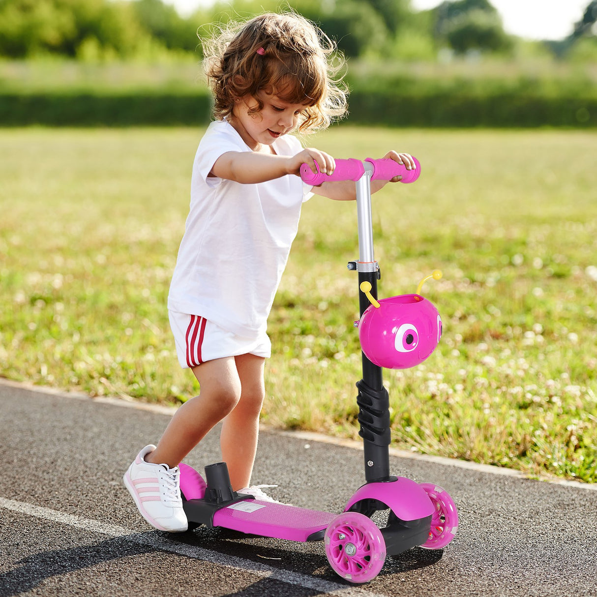 easycomfort easycomfort monopattino 3 ruote per bambini con sedile e maniglione manubrio con altezza regolabile 62x25x72 5cm rosa