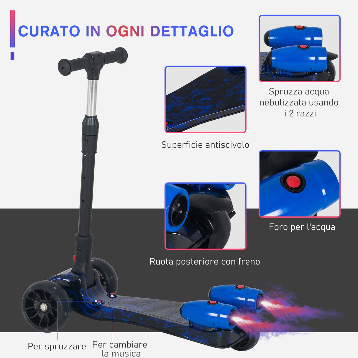 easycomfort easycomfort monopattino pieghevole e regolabile per bambini piccoli 3 8 anni blu