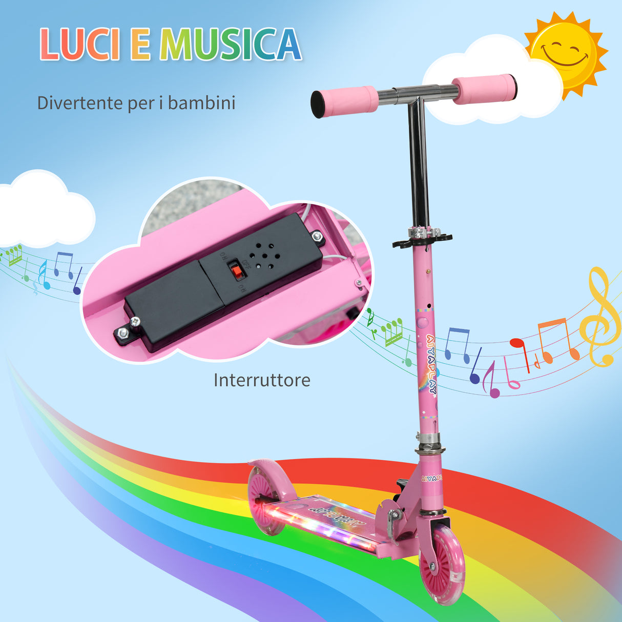easycomfort easycomfort monopattino per bambini 3 7 anni pieghevole a 2 ruote e altezza regolabile 67x30x63687376 cm rosa