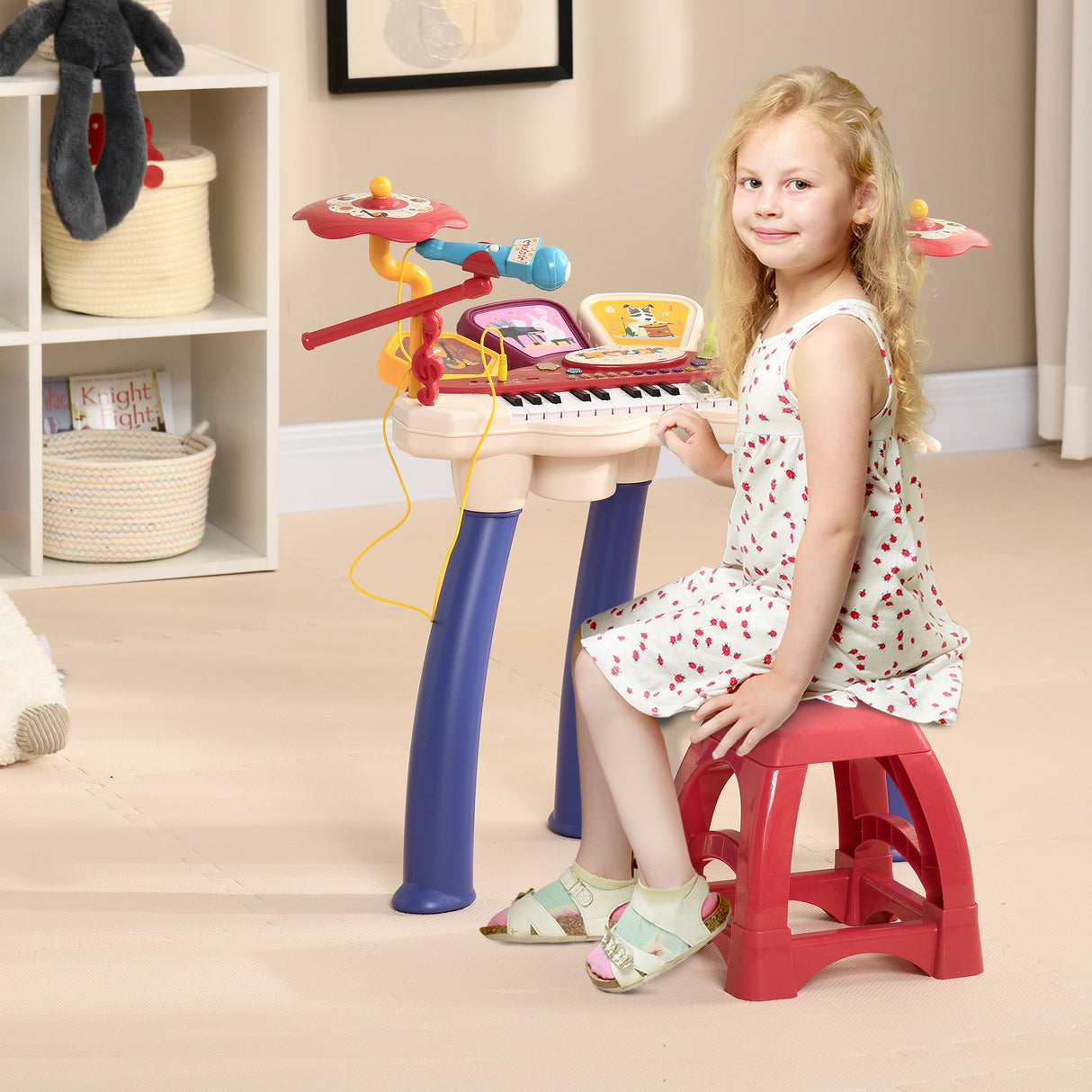 easycomfort easycomfort pianola per bambini 3 6 anni con sgabello microfono tamburo e bacchette in pp e abs 74x32 2x71 cm