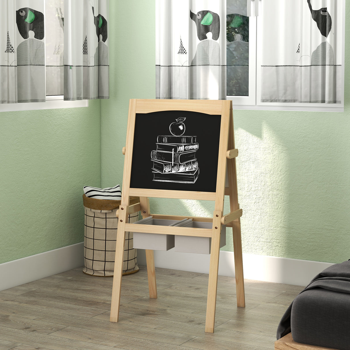easycomfort easycomfort lavagna per bambini con cavalletto 3 in 1 e cestini eta 3 6 anni 58x50 5x109cm color legno