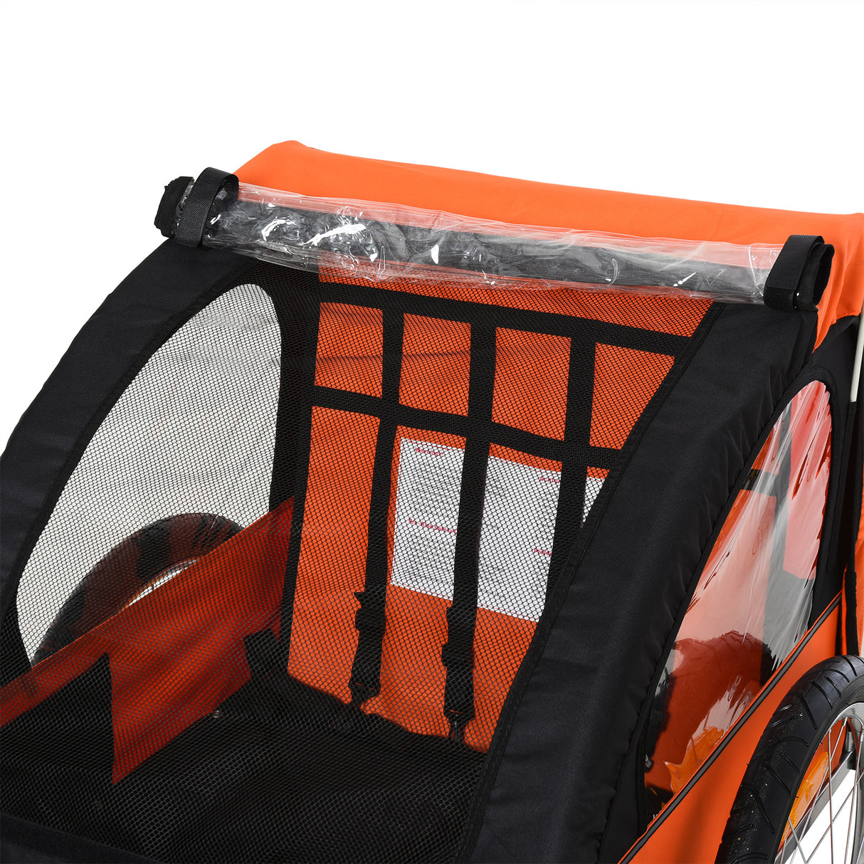easycomfort easycomfort rimorchio bici bambini 2 posti con cinture di sicurezza e copertura arancione