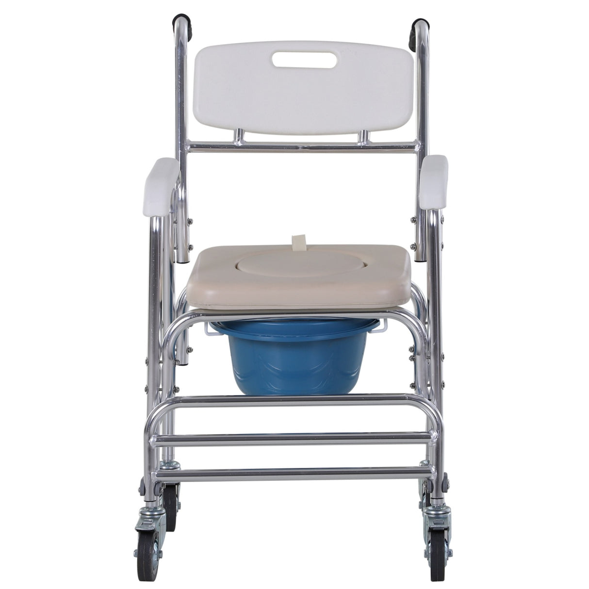 easycomfort easycomfort sedia a rotelle impermeabile con wc seduta in ecopelle 4 ruote vaso rimovibile per anzianidisabili 84x54x96cm ean 8054144133058