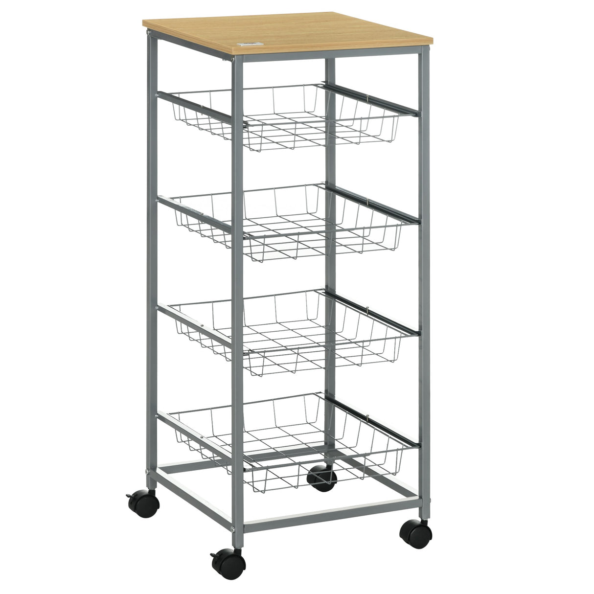 easycomfort easycomfort carrello cucina salvaspazio ruote 4 cesti acciaio legno 36 5 36 5 89cm ean 8054111841207