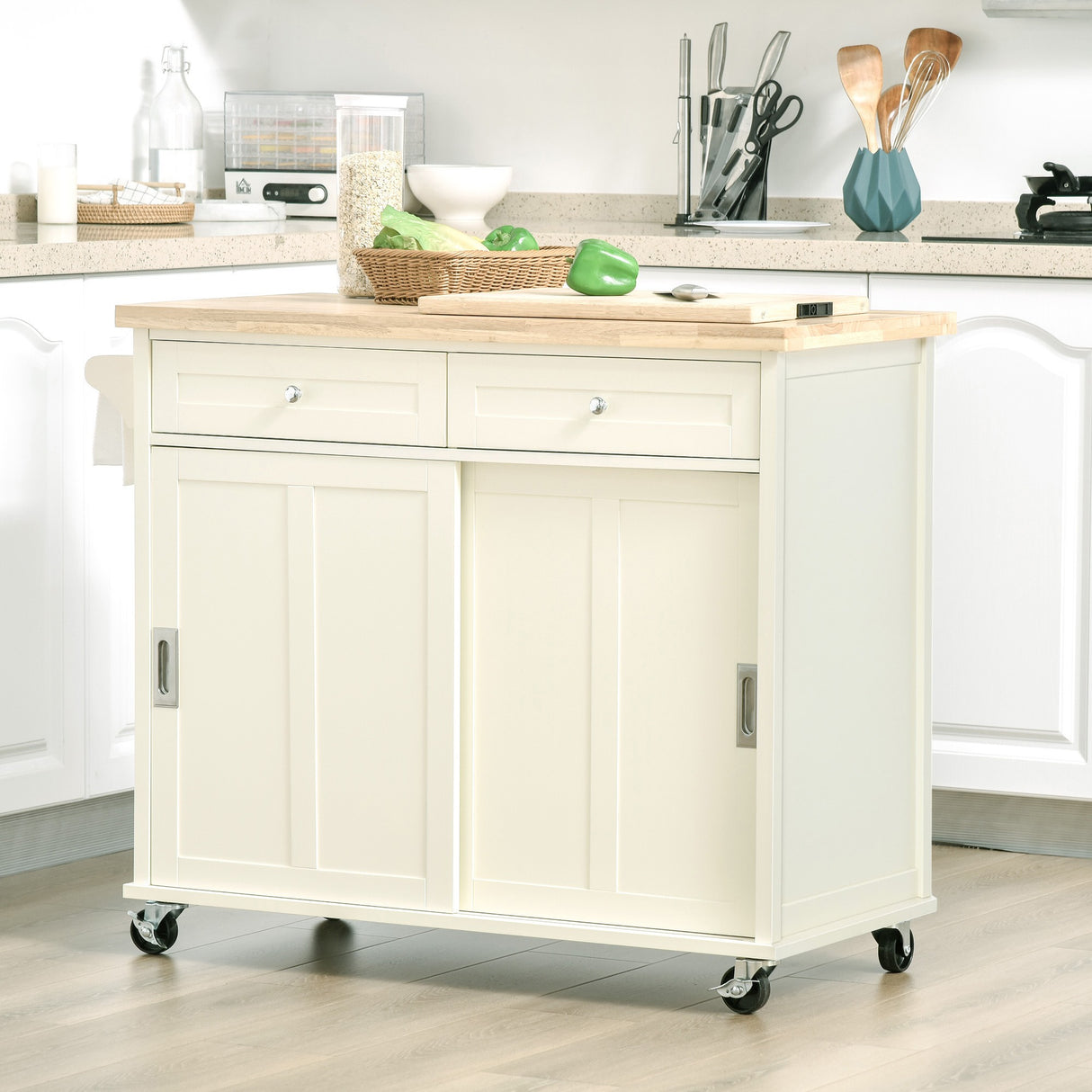 easycomfort easycomfort isola per cucina per utensili e accessori con cassetti armadietto e portasciugamani 110x49 5x89 5 cm bianco