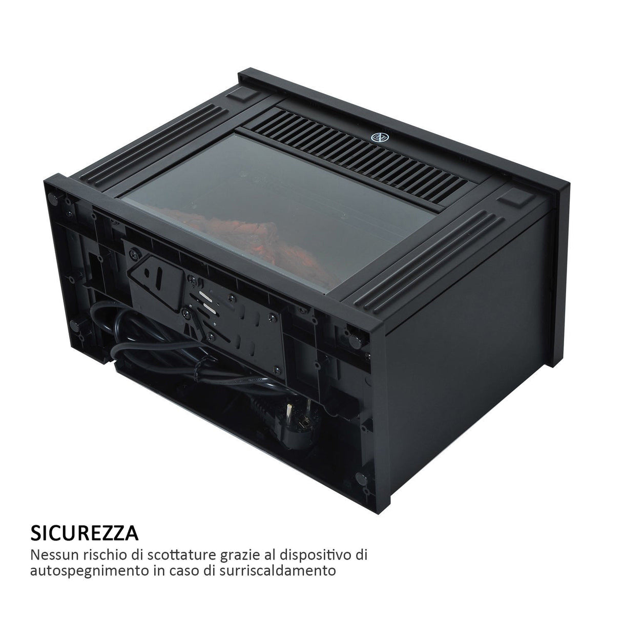 easycomfort easycomfort camino elettrico da terra potenza 600w 1200w in plastica e vetro temperato nero 34x17x25cm