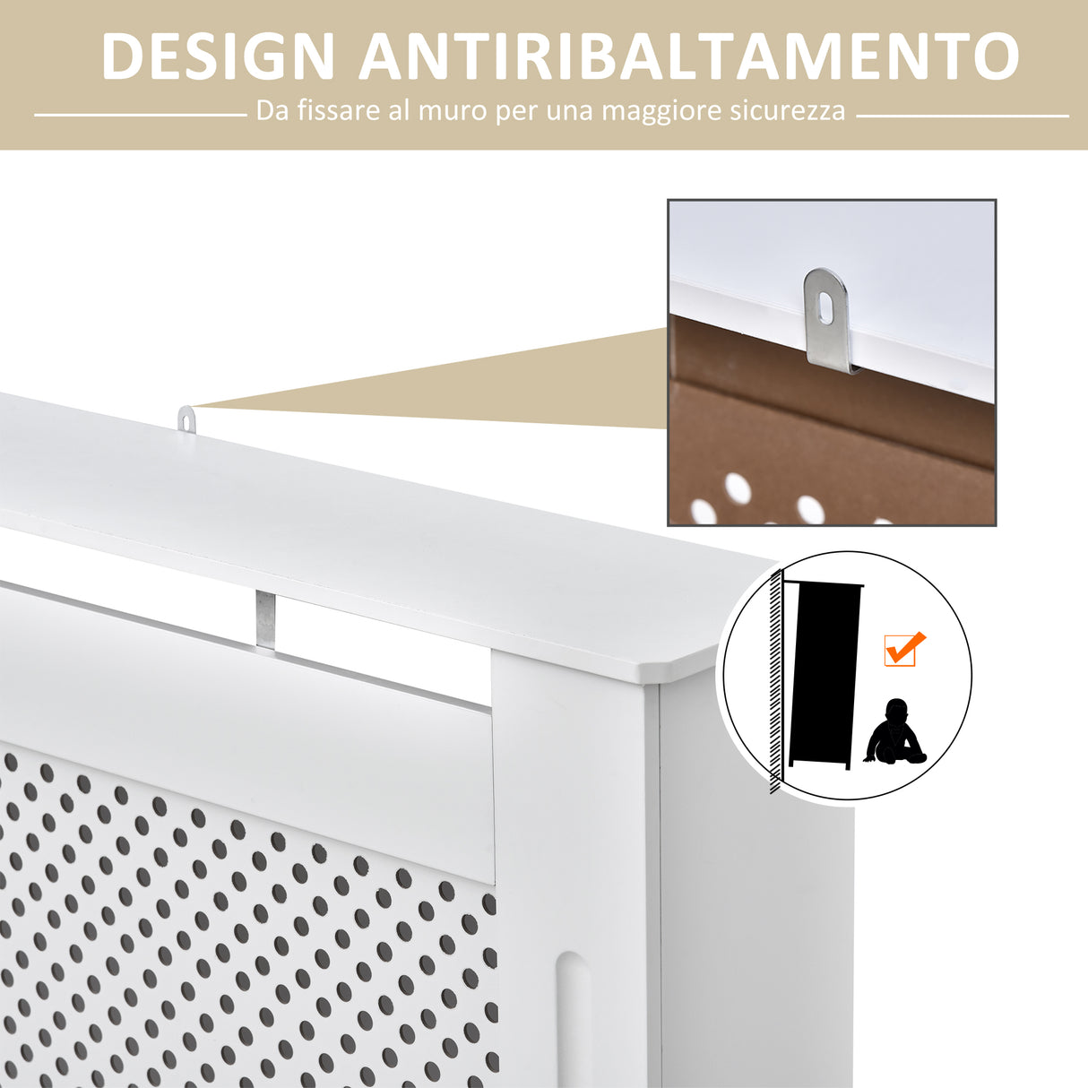 easycomfort easycomfort copritermosifone in legno a griglia bianco 111.5x82x19cm