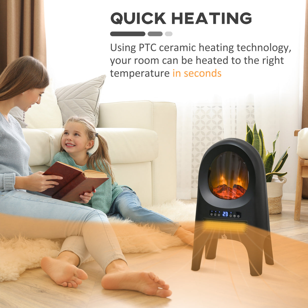easycomfort termoventilatore a 3 modalita di riscaldamento con 3 temperature regolabili 33.7x25.5x60.4 cm nero