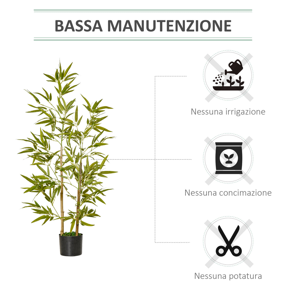 easycomfort pianta artificiale di bambu alta 120cm con vaso per interno ed esterno verde
