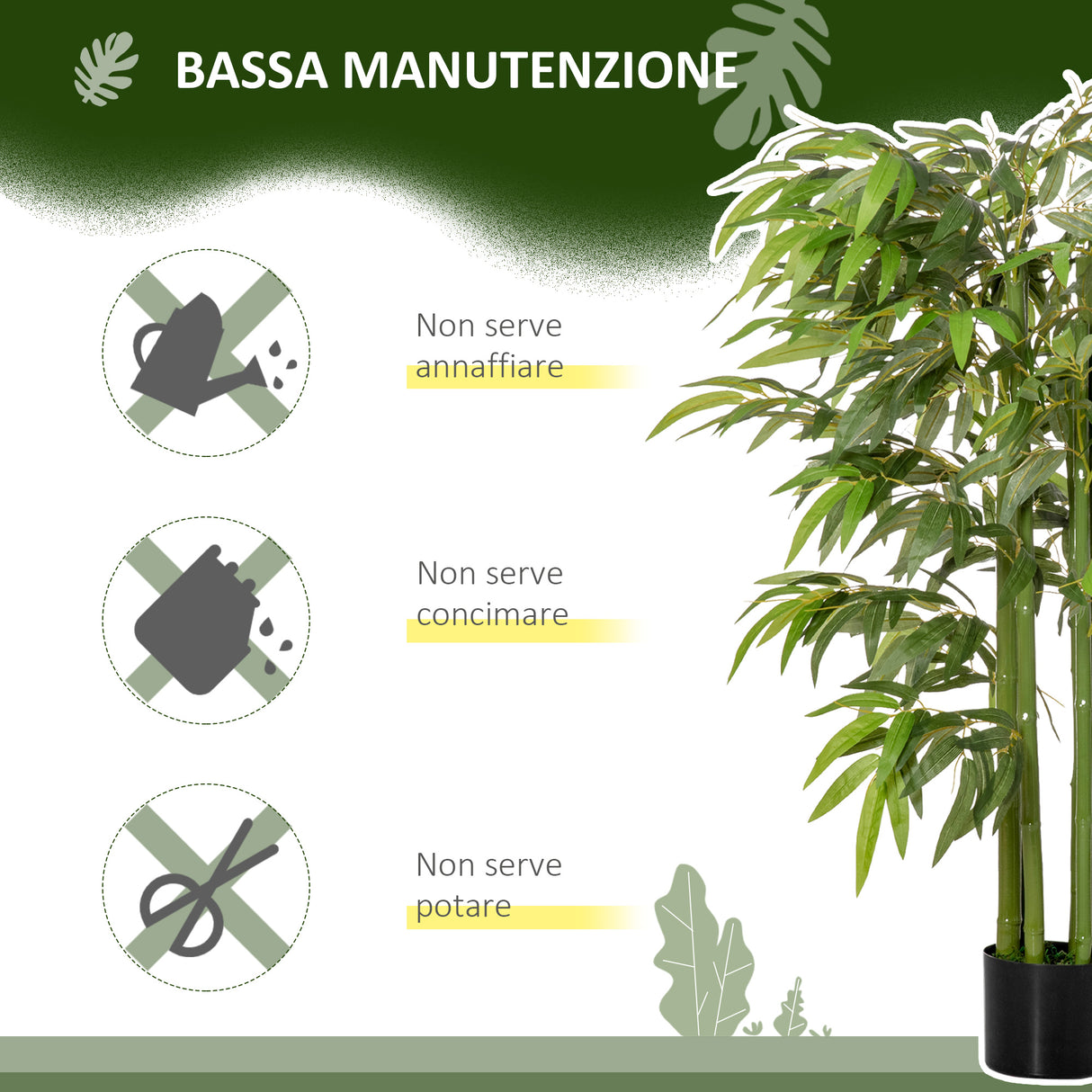 easycomfort pianta finta bambu in vaso realistico con 780 foglie per interno ed esterno 140cm