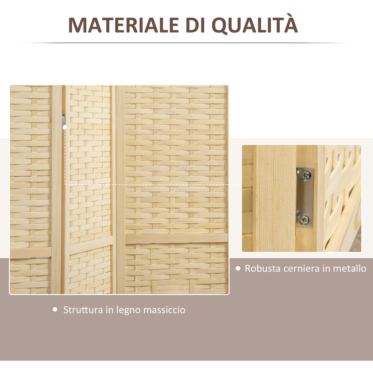 easycomfort easycomfort paravento separe da interno a 4 ante in legno e bambu pieghevole e salvaspazio altezza 170cm marrone