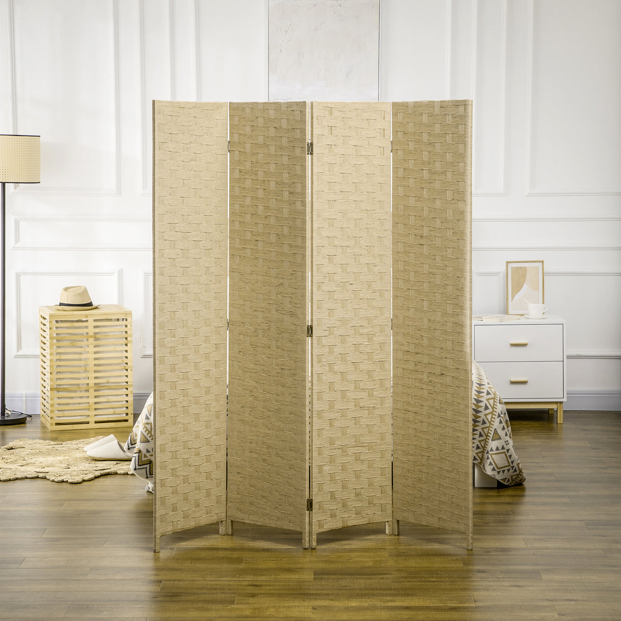 easycomfort easycomfort paravento separe da interno a 4 ante in legno pieghevole e salvaspazio altezza 170cm marrone