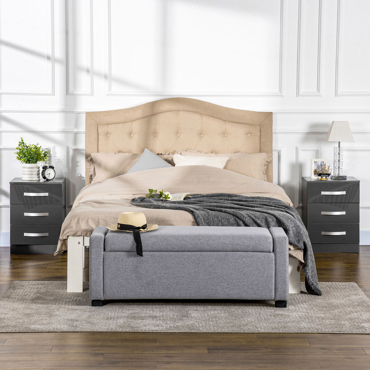 easycomfort easycomfort set 2 comodini moderni con 3 cassetti per camera da letto e soggiorno in truciolato 40x36x56 cm grigio