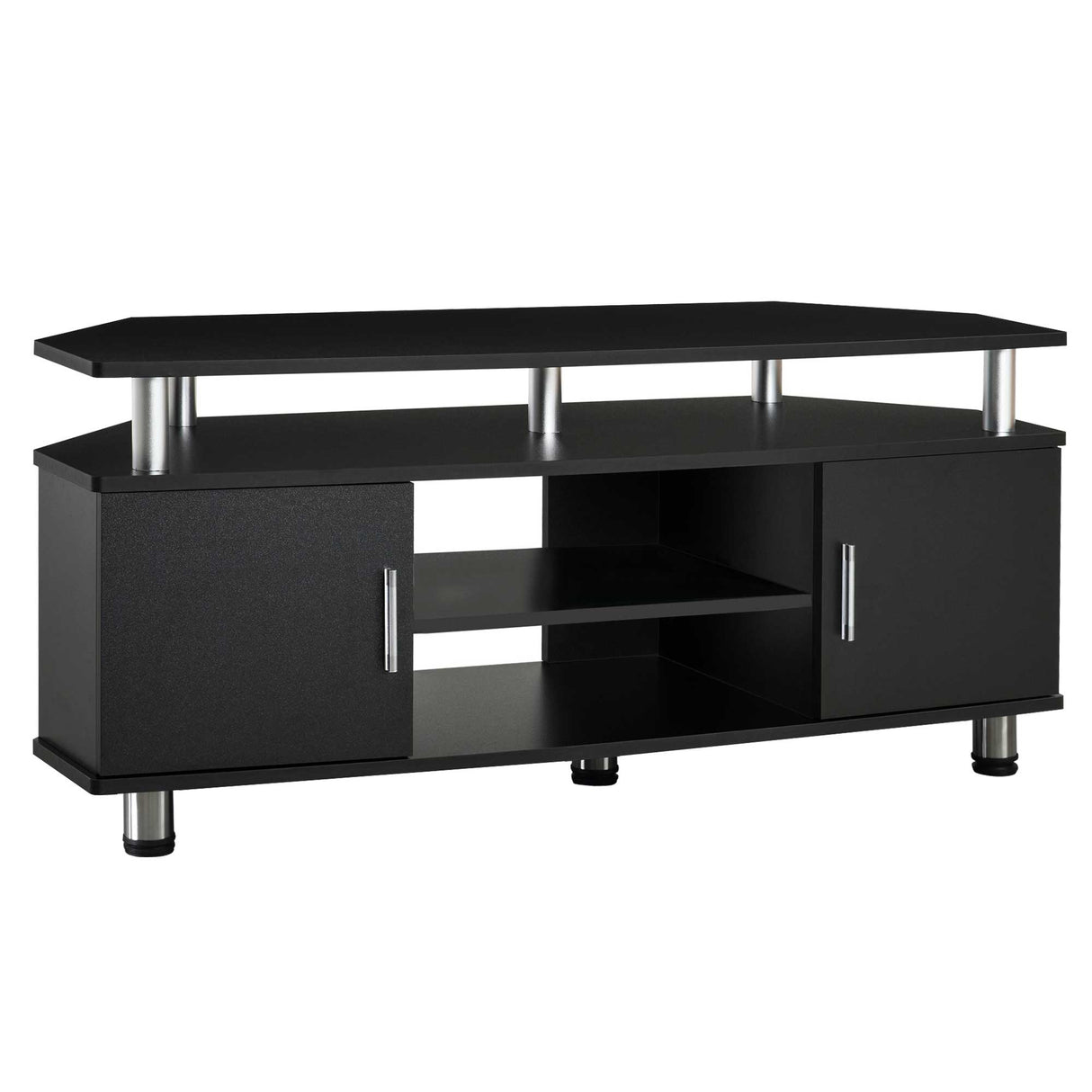 easycomfort easycomfort mobile porta tv classico da soggiorno con 2 ripiani e 2 armadietti in mdf e acciaio inox nero 120x39 5x52cm ean 8055776910765