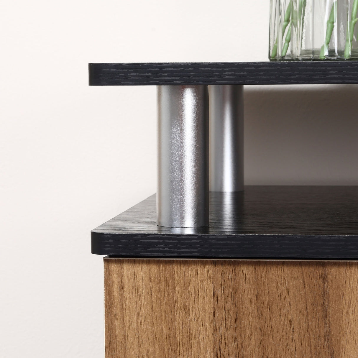 easycomfort easycomfort mobile porta tv fino a 50 con armadietti e ripiani in legno e alluminio 120x40x52 2cm
