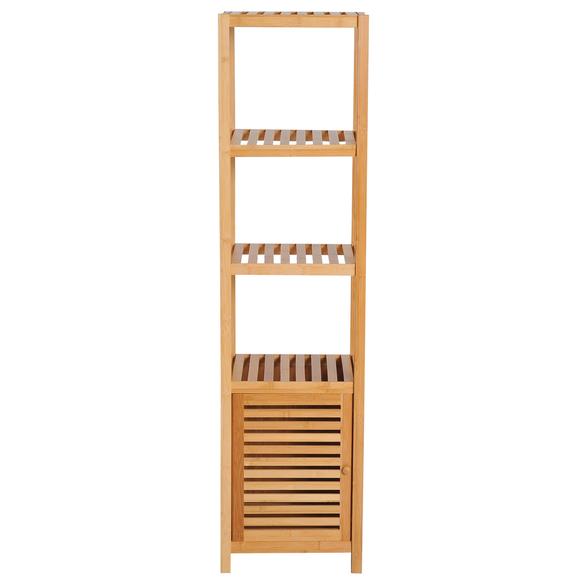 easycomfort easycomfort mobile alto bagnoterrazzo scaffale a torre in bambu 4 ripiani armadietto con anta 36x33x140cm color legno ean 8054111845311