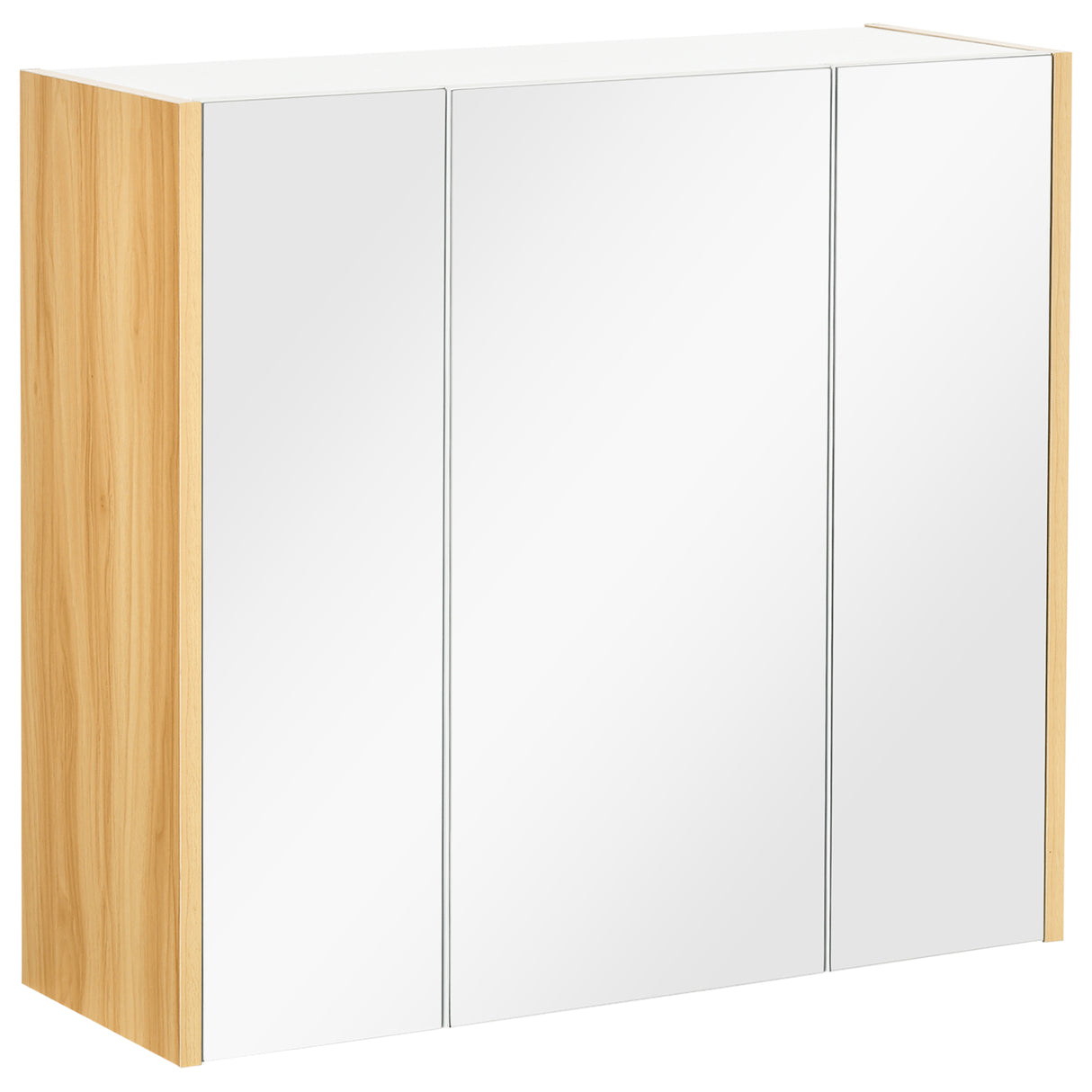 easycomfort easycomfort armadietto specchiera bagno a 3 ante con mensole regolabili 68x22x60cm bianco