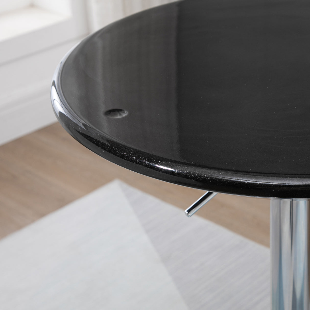 easycomfort easycomfort tavolo rotondo da bar con piano girevole altezza regolabile con leva a gas e base nero