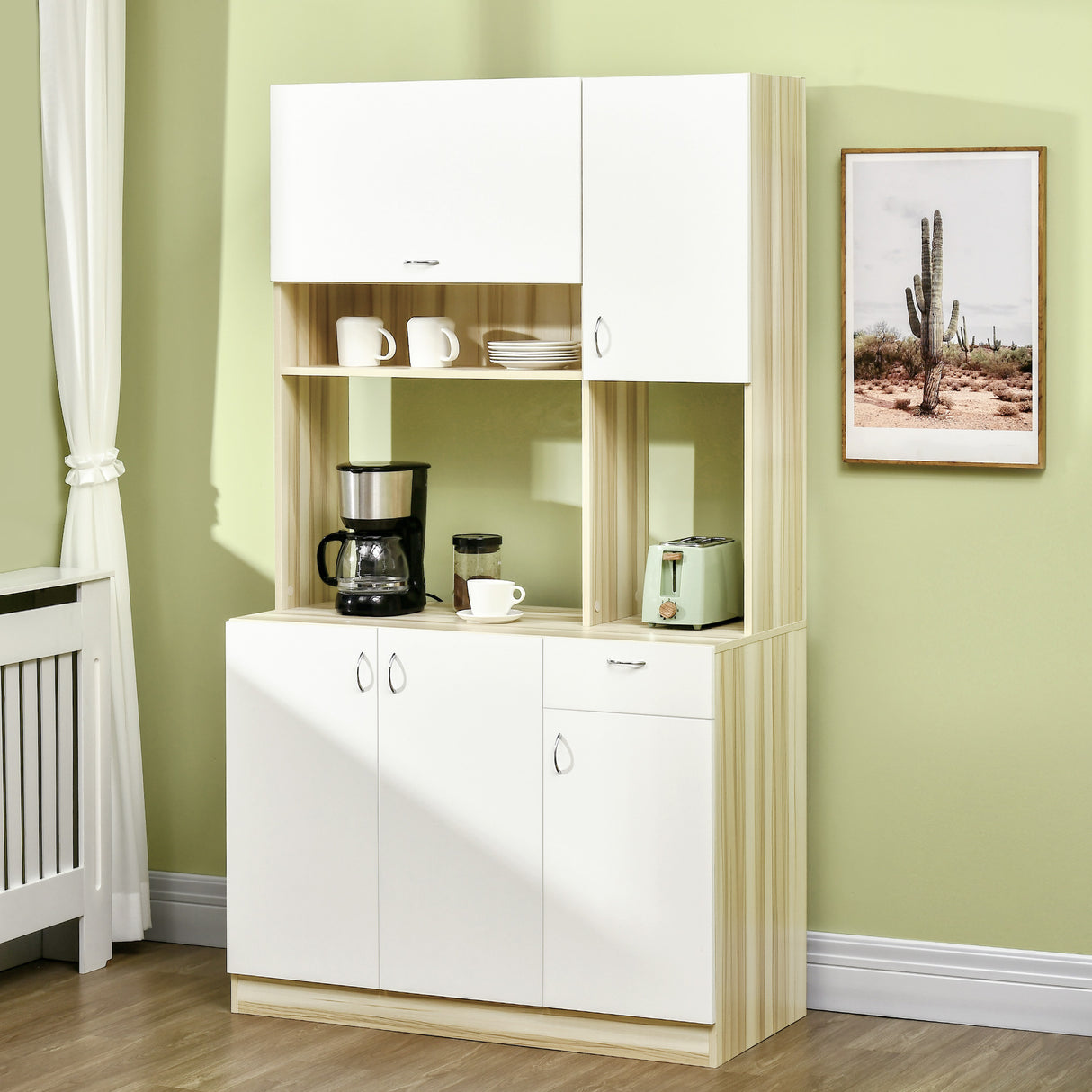 easycomfort easycomfort mobile buffet a 4 porte per cucina con 3 armadietti cassetto e piano dappoggio in truciolato 102x48x180 cm