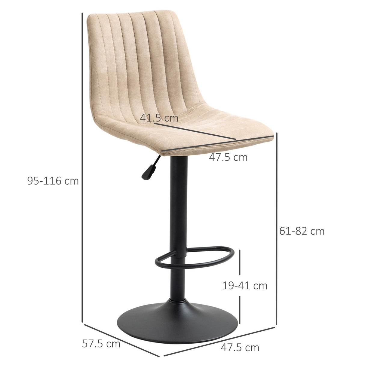 easycomfort easycomfort sgabelli da bar set 2 pezzi ad altezza regolabile in acciaio e poliestere 47 5x57 5x95 116 cm marrone