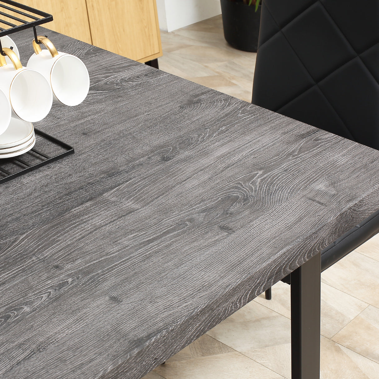 easycomfort easycomfort tavolo da pranzo rettangolare stile industriale per 8 persone 180x90x75cm grigio e nero
