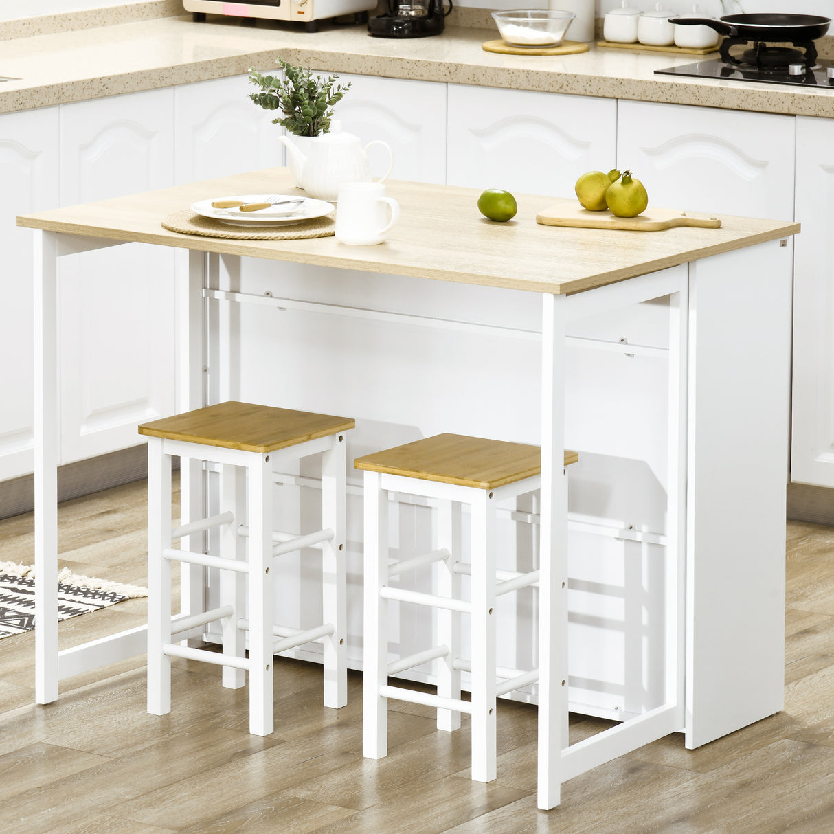 easycomfort easycomfort tavolo da bar moderno in mdf per 2 persone con 4 ripiani aperti e armadietto 116x79 5x91 cm