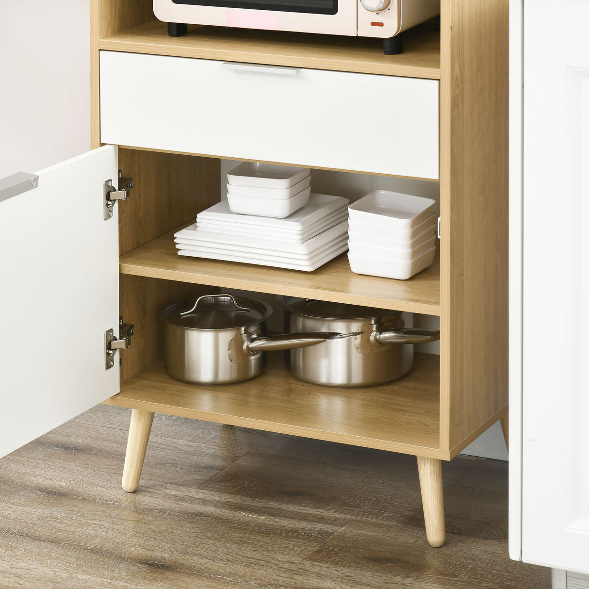 easycomfort easycomfort mobiletto per microonde in truciolato con ripiano superiore cassetto scorrevole e armadietto 58x40x118 cm