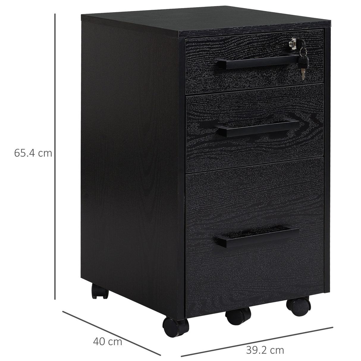 easycomfort easycomfort cassettiera portadocumenti da ufficio schedario con 3 cassetti e serratura in legno nero 39 2 x 40 x 65 4cm ean 8054111849296
