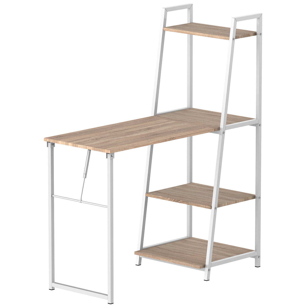 easycomfort easycomfort scrivania pieghevole con libreria salvaspazio in metallo bianco e legno mdf color rovere 106x48x128cm ean 8054144138176