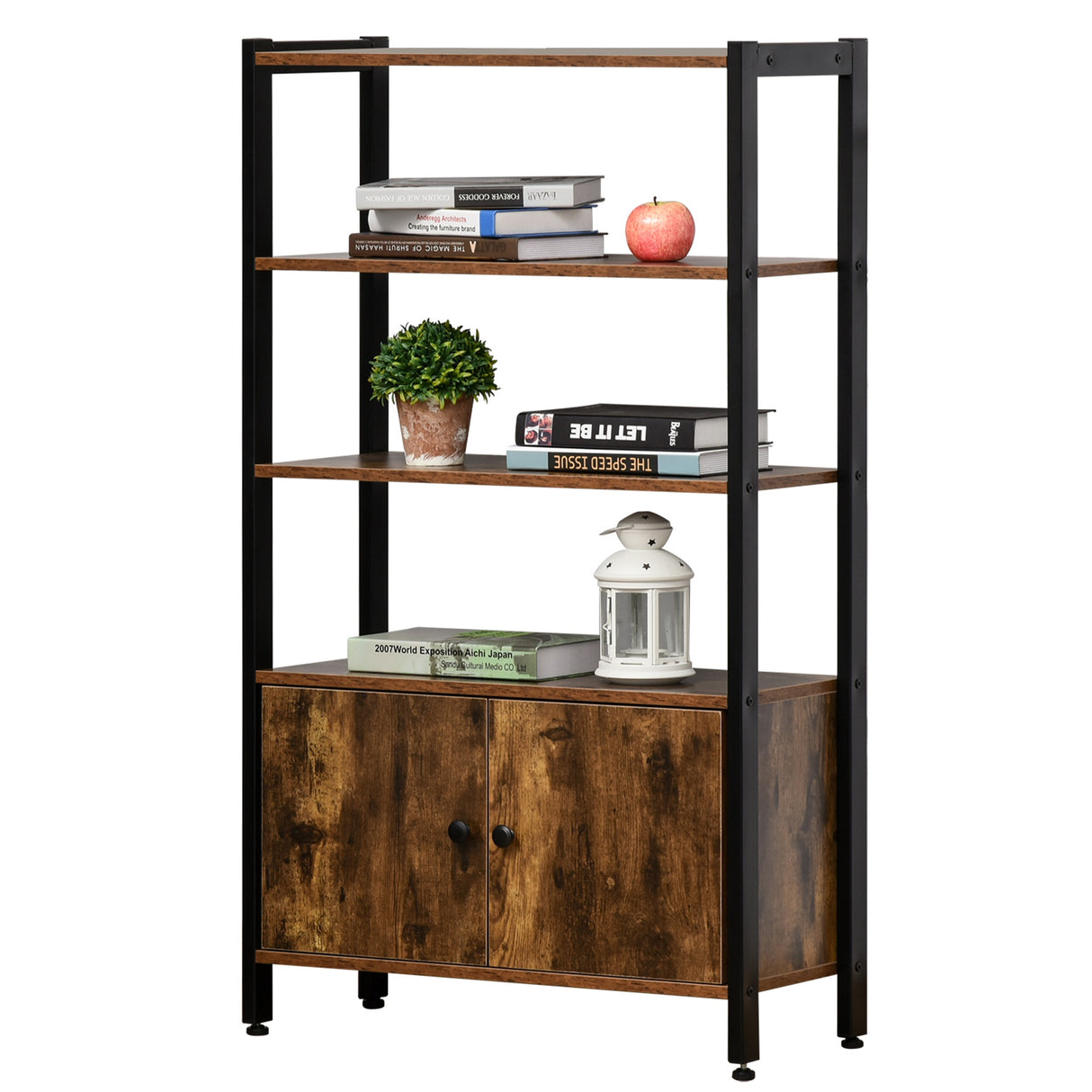 easycomfort easycomfort libreria moderna stile industriale 3 mensole e armadietto casa e ufficio ean 8054144132426