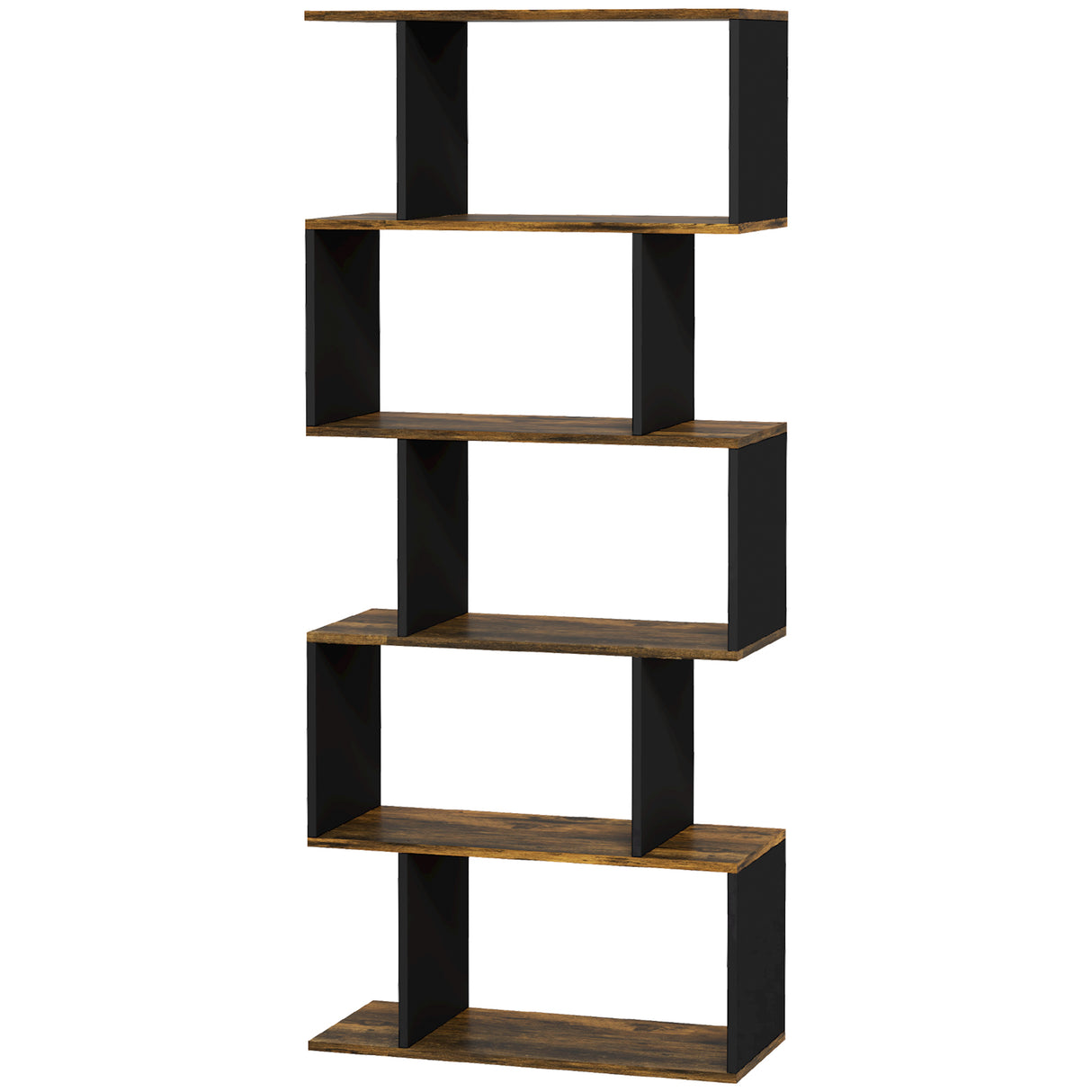 easycomfort easycomfort libreria moderna asimmetrica a parete con 5 ripiani in legno 70x29 5x163cm marrone rustico