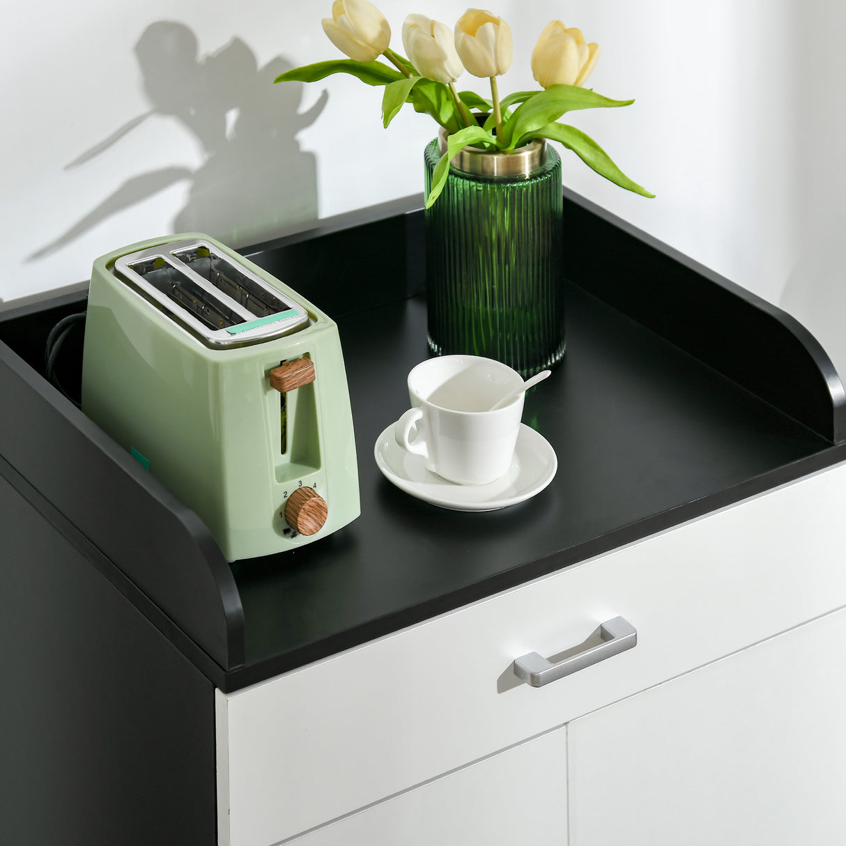 easycomfort easycomfort mobiletto con cassetto e ripiano regolabile per cucina soggiorno e anticamera in mdf 60x40x90cm bianco e nero