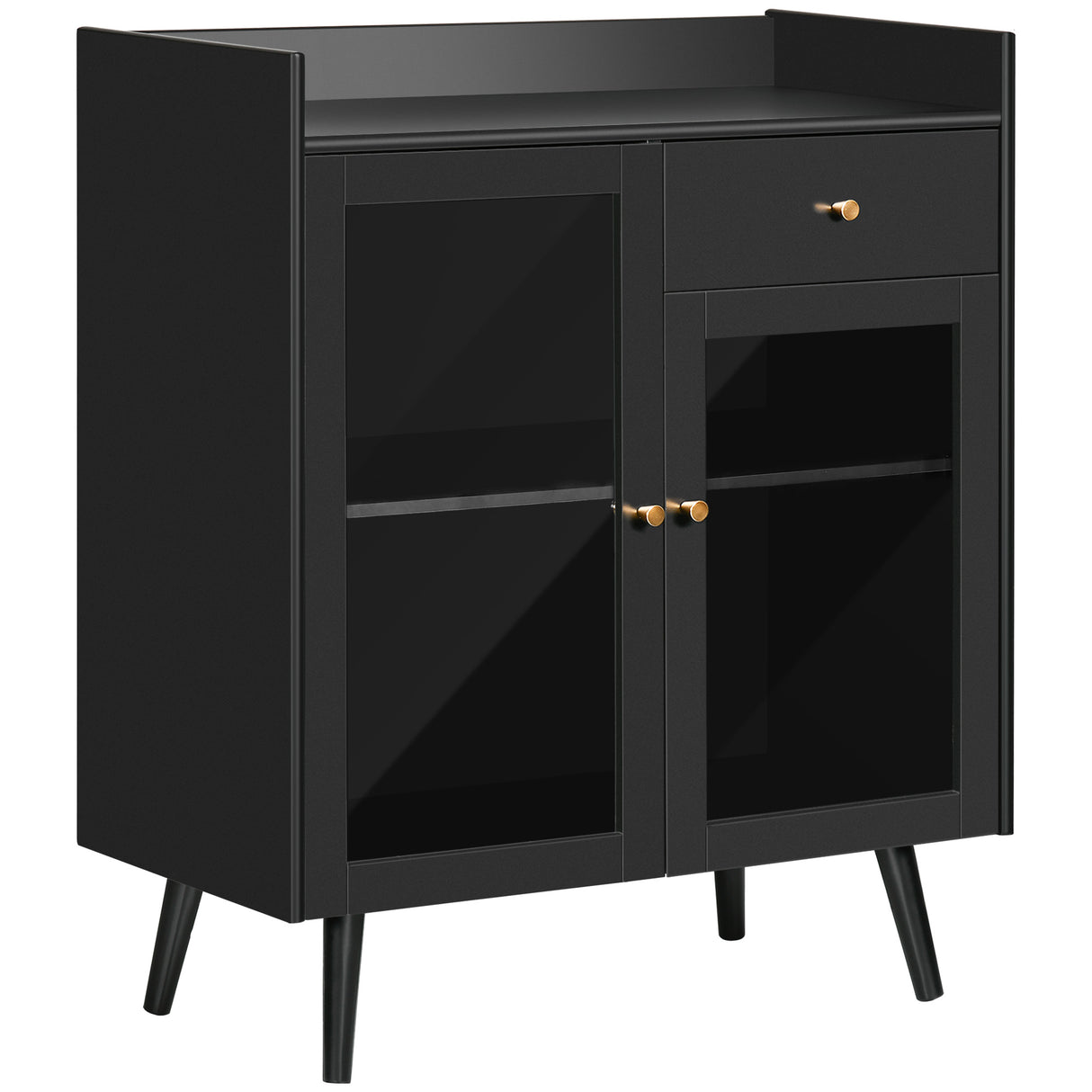 easycomfort easycomfort armadietto due ante con ripiano regolabile e spazi aperti in mdf e legno 80x40x94 3 cm nero