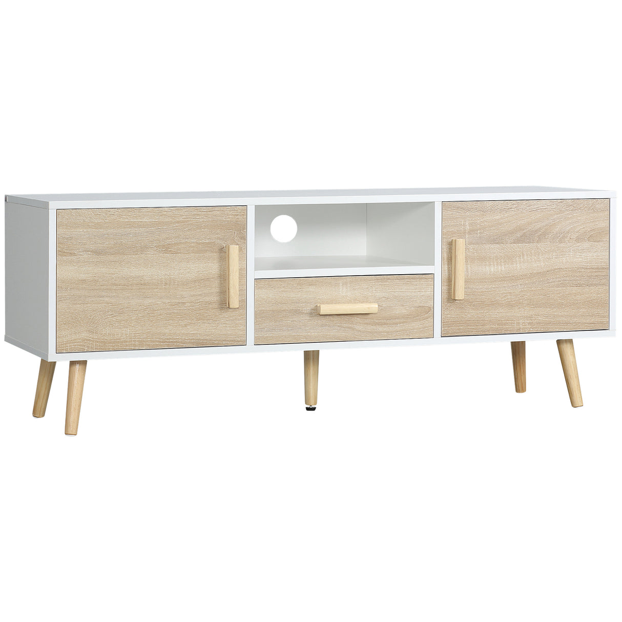 easycomfort easycomfort mobile tv basso per tv max 46 con ripiano aperto cassetto e 2 armadietti in truciolato e pino 140x40x55 3 cm