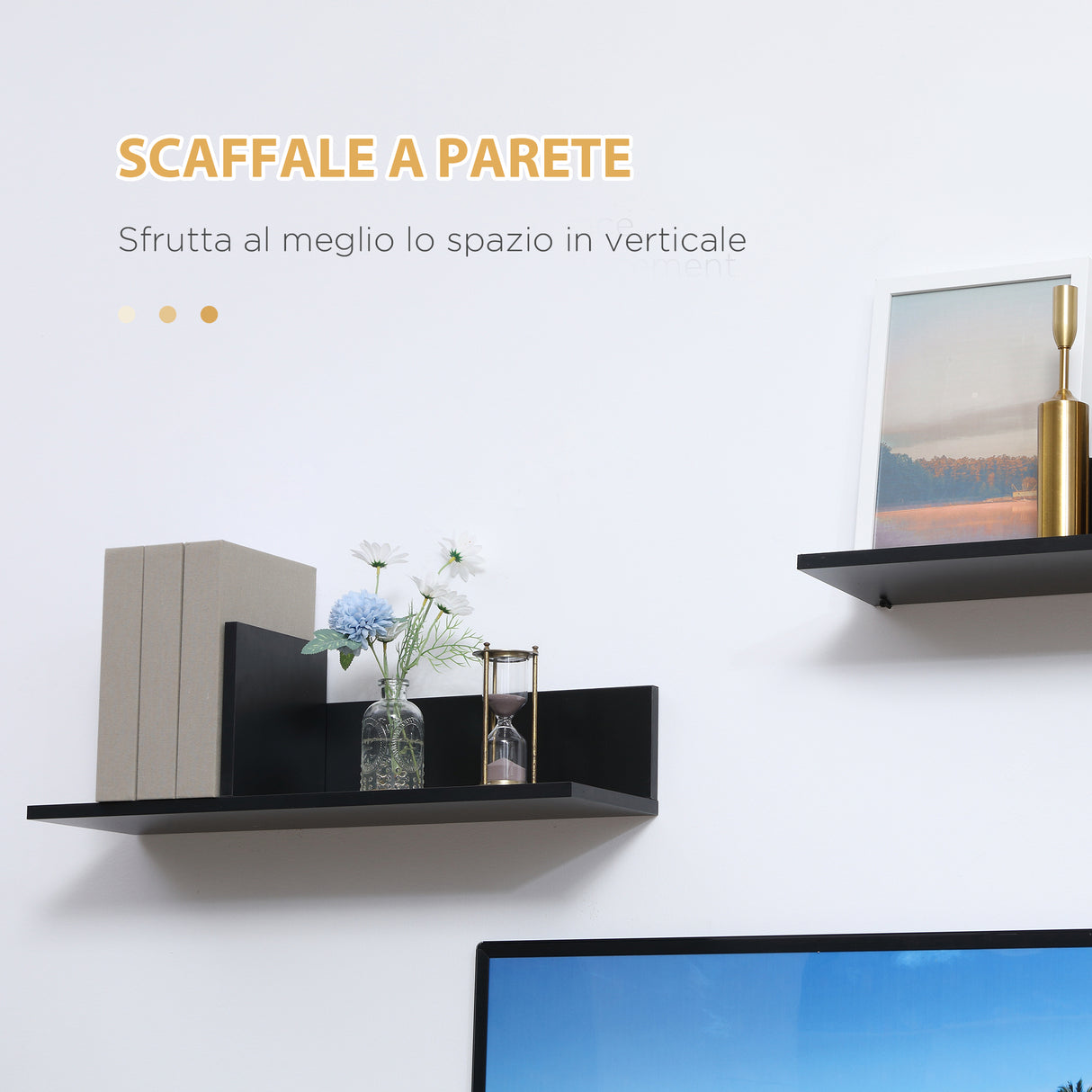 easycomfort easycomfort mobile porta tv moderno con 2 mensole in legno vani aperti e armadietti nero