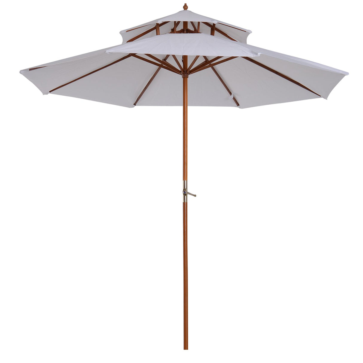 easycomfort easycomfort ombrellone da giardino terrazzo in legno con doppio tetto impermeabile crema 2.7 2.6m