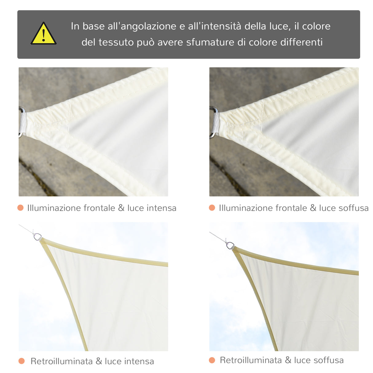 easycomfort easycomfort vela ombreggiante rettangolare tenda da sole in poliestere 3x4m bianco crema